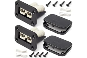 Erchon 50A Plug Mounting Panel with Dust Cover Compatible with Anderson SB50 Series Connectors Flush Mount Recessed Plate, 2Pcs 50Amp Socket Panel 12-24V DC