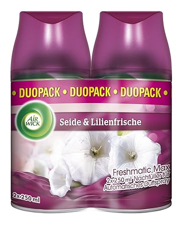 Air Wick Freshmatic Max Automatisches Duftspray Nachfüller, Seide & Lilienfrische, 2er Pack (2 x 250 ml)