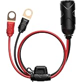 NOCO GC018 15A 14AWG 12V Adapter, Heavy-Duty Cigarette Lighter Plug, and Female Socket with Eyelet Terminals