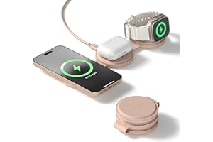 Satechi OntheGo™ 3 in 1 Wireless Charger, Qi2 Portable Charger with 15W Fast Charging for iPhone, 5W for Apple Watch, and 5W 