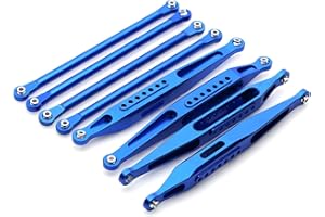 ZLIT RC Car Tie Rod,Aluminum Alloy Upper Lower Tie Link Rods Set for LOSI 1/8 LMT 4WD Solid AXLE Monster Steering Tie Rod Linkage Part (Blue)