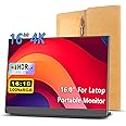 wanlusiri 4K 16inch Portable Monitor for Laptop 3840x2400 16:10 IPS Second External Travel Monitor Ultra-Slim Gaming Display for MacBook Mini pc Monitor（with Folding Stand & Monitor Package