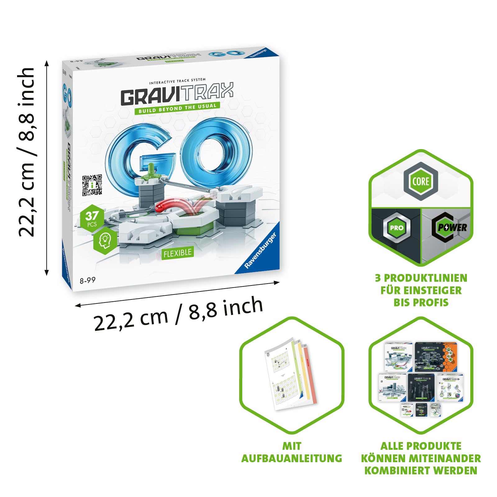 Ravensburger GraviTrax GO Flexible- Marble Run, STEM and Construction Toys for Kids Age 8 Years Up - Kids Gifts