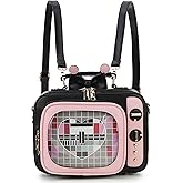 ENJOININ Retro TV Shaped Ita Bag Backpack Small Pin Display Bag with Inserts Cute Ita Crossbody Purse for Enamel Pins Display