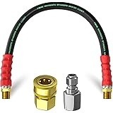 POHIR 3/8” Pressure Washer Whip Hose 2FT, Short Hose Reel Connector Hose for Power Washing, 248℉ Hot Water Power Washer Hose 