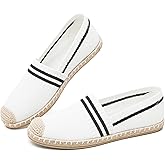 FINIWOR Espadrilles for Women Black Flat Shoes Women White Ballet Loafers Breathable Soft Casual Walking Slip On Shoes Women