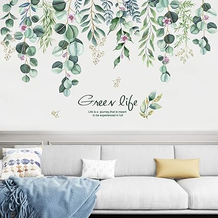 Amazon 不二玩家 ウォールステッカー 緑 葉 植物 北欧 ポスター Diy モダンアート ポスター ウォールペーパー M0255 ウォールステッカー オンライン通販