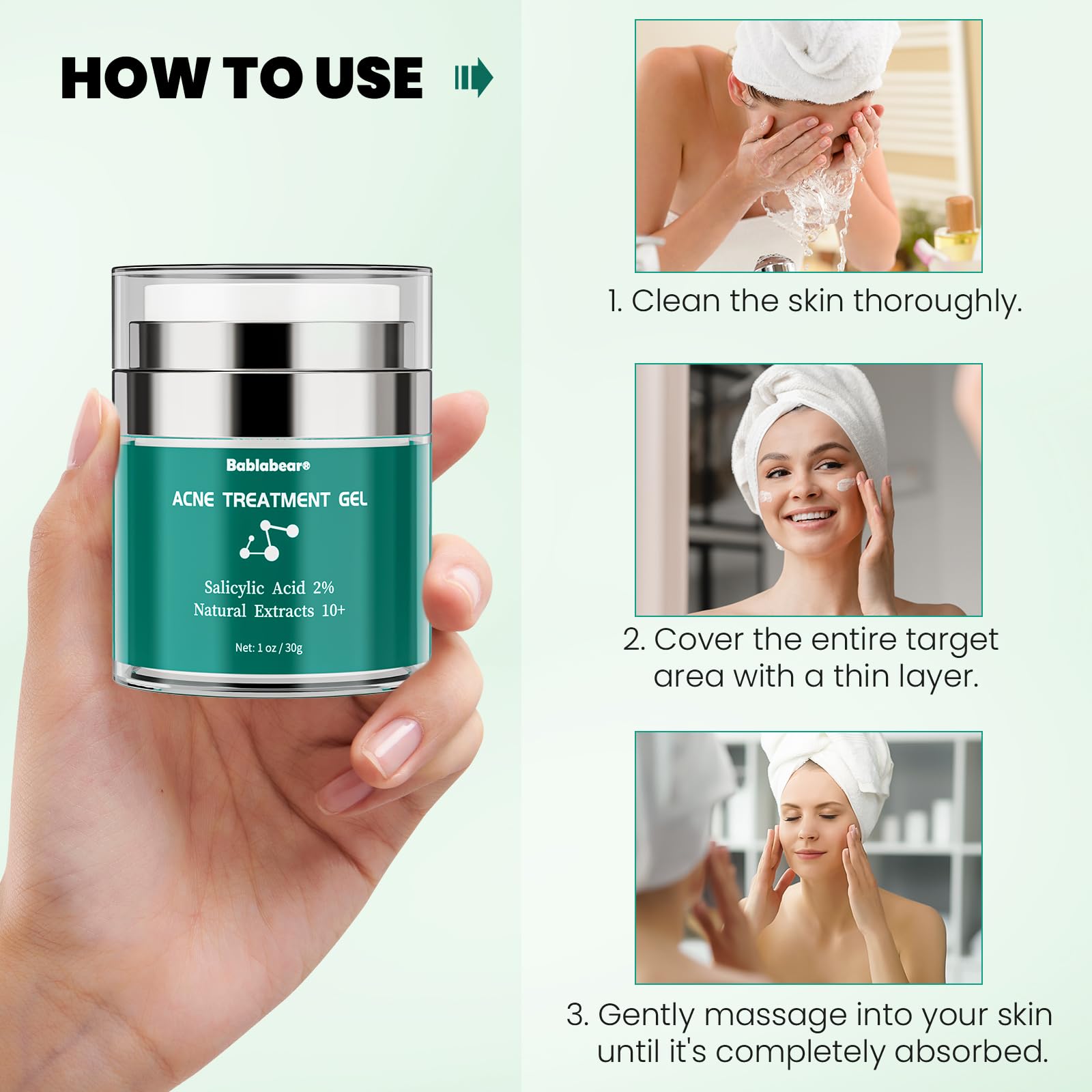 2% Salicylic Acid Acne Treatment Cream for Face Back/Butt/Body,Spot Treatment for Pimples,Face Blemishes,Blackheads,Oil Control,Ingredients are Natural,Suitable for Teenagers/Women/Men（30g）