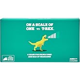 Exploding Kittens On a Scale of 1 to T-Rex, 2-8 Players, Age 7+ | Act out the same emotion at wildly different intensities in a quick charades-style party game for all skill levels.