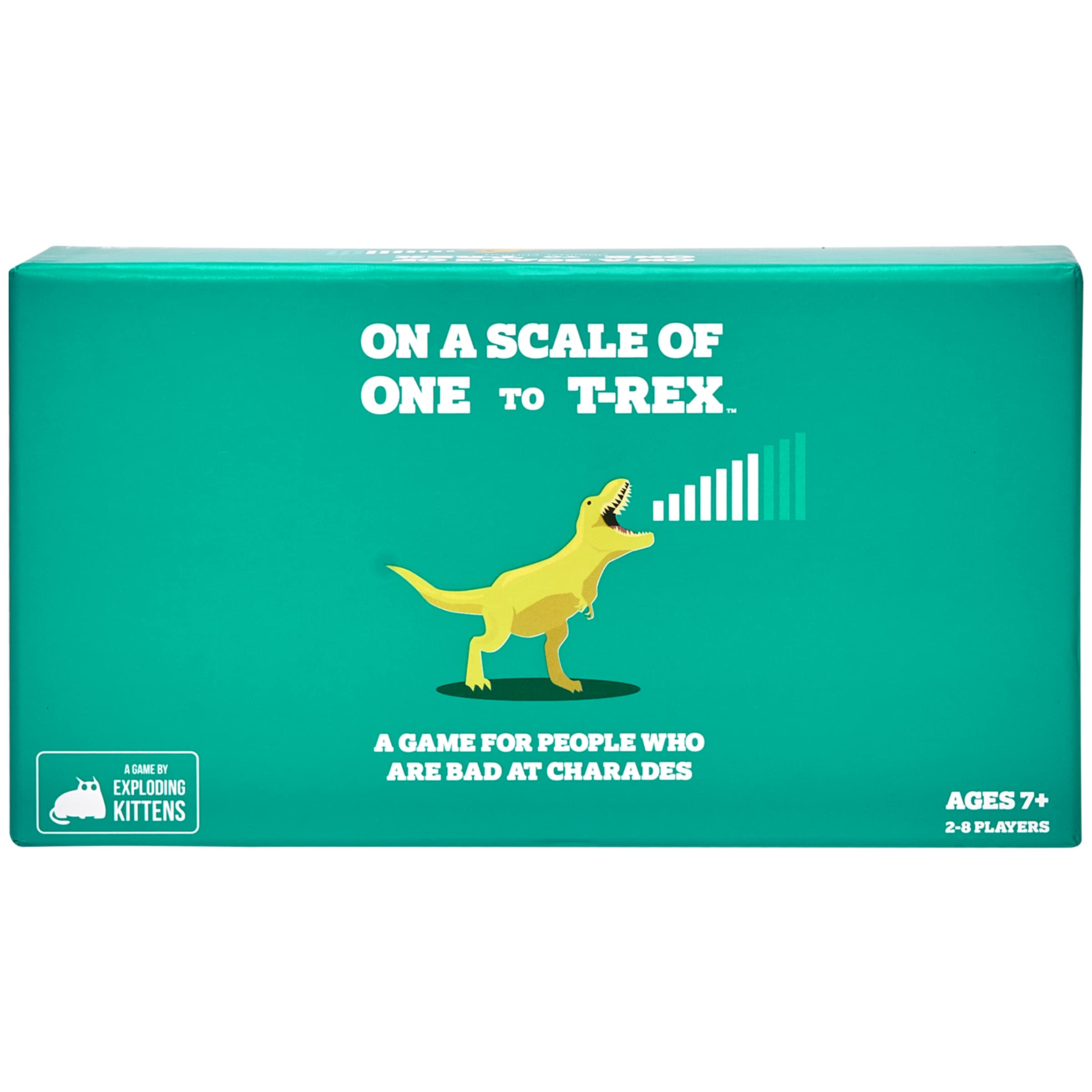 Photo 1 of Exploding Kittens On a Scale of One to T-Rex 2-8 Players - Ages 7+ - 15 Minutes to Play - Charades Style Acting Card Game - Party Game, Family Game Night, Kid and Adult Card Game