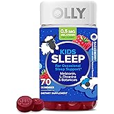 OLLY Kids Sleep Gummies, 0.5mg Melatonin, L Theanine, Chamomile, and Lemon Balm, Raspberry - 70 Count