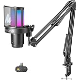 MAONO DGM20W Wireless Gaming Microphone for PC &amp; Smartphones | USB-C Receiver, Clear Voice, Noise Reduction, Software Control, Custom RGB, Mute, Boom Mic Set for Discord Streaming &amp; Gaming