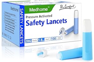 Medhome Safety Lancets, Pressure-Activated,Single use,for Comfortable Blood Testing (28G)