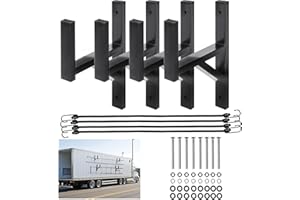 ZSHIGANMA 4 Racks Trailer Ladder Rack, Heavy Duty Steel Ladder Rack with Elastic Ropes for Truck, Open and Enclosed Trailer Side Wall Mount (Black)