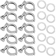 Aienxn 10PCS 1.5" 304 Stainless Steel Tri-clamp, Single Pin Heavy Duty Tri Clamp with Wing Nut Generic Ferrule TC with 10PCS Silicone Gasket (About 110g Each)