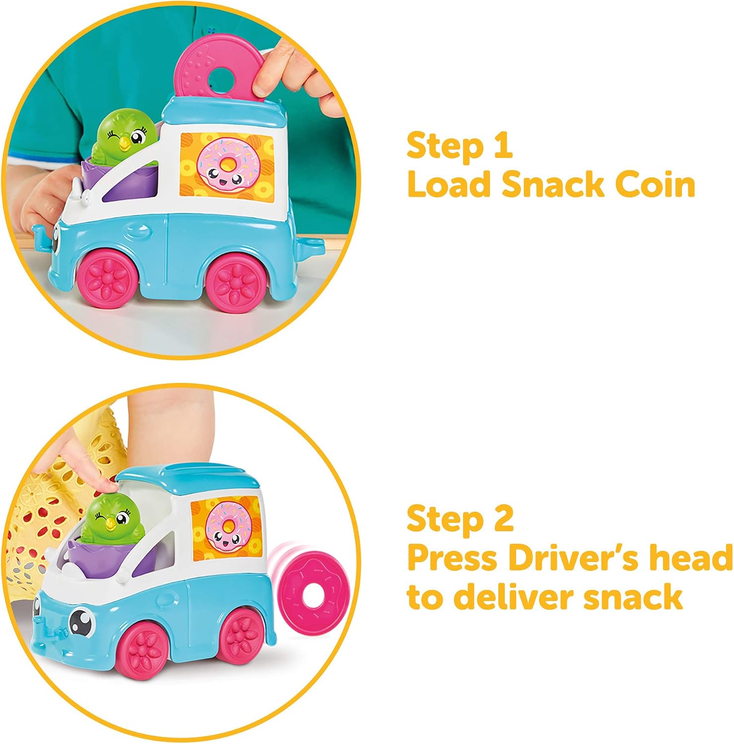 Tomy: Toomies - Fill and Pop Doughnut Truck with Hide and Squeak Egg - Educational Push-Along Play Toy for Toddlers - Image 5