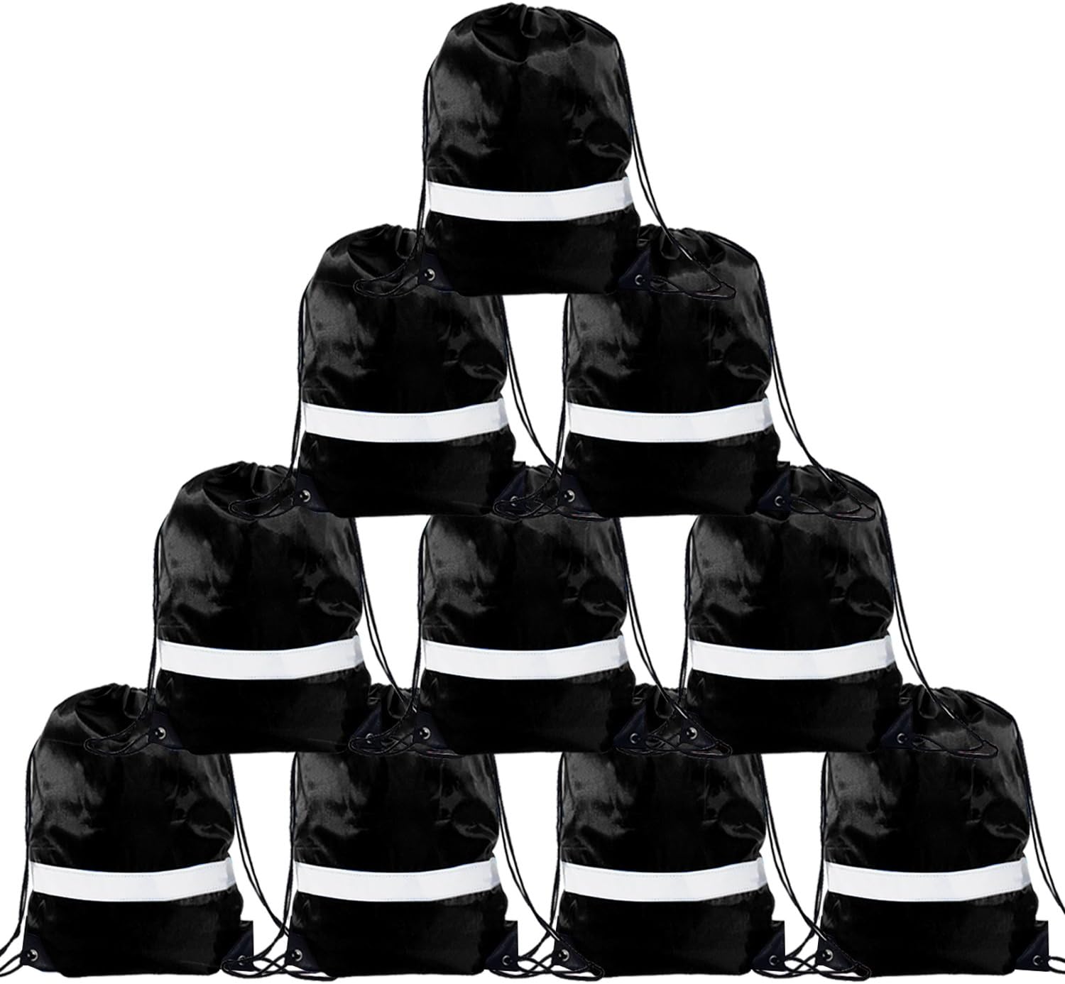 Drawstring Backpack Bag - 10 Pack Reflective Sack Backpack Sport Gym Cinch Bag Travel Fabric Drawstring Backpacks