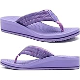 COFACE Women’s Flip Flops with Comfortable Arch Support Ladies Dressy Lightweight Wedge Flip-Flops Summer Soft Yoga Mat Platform Thong Sandals for Beach