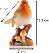 Muldale Robin Garden Ornament Mushrooms 13cm Resin Statue Outdoor view 4