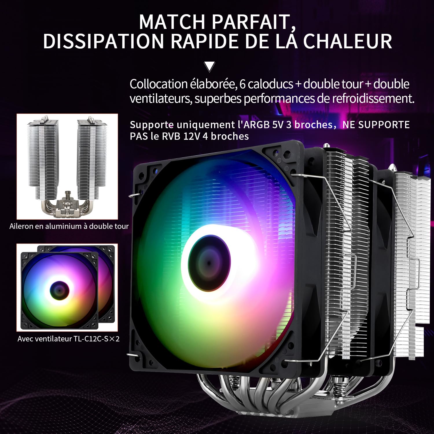 Thermalright Peerless Assassin 120 SE ARGB CPU-Luftkühler, 6 Heatpipes CPU-Kühler, Dual 120mm TL-C12C-S PWM Lüfter, Aluminium Kühlkörperabdeckung, für AM4/AM5/Intel LGA1851/1700/1150/1151/1200 2