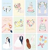 SuperShunhu Romantic 24 Wedding Cards Set, Boxed Wedding Congratulations Cards for Bride and Groom, 12 Assorted Designs Cards for Engagement or Bridal Shower