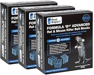 Pest Expert Formula B+ Advanced Rat & Mouse Killer Poison Bait Blocks 300g Max Strength Brodifacoum Single Feed 3 x 300g