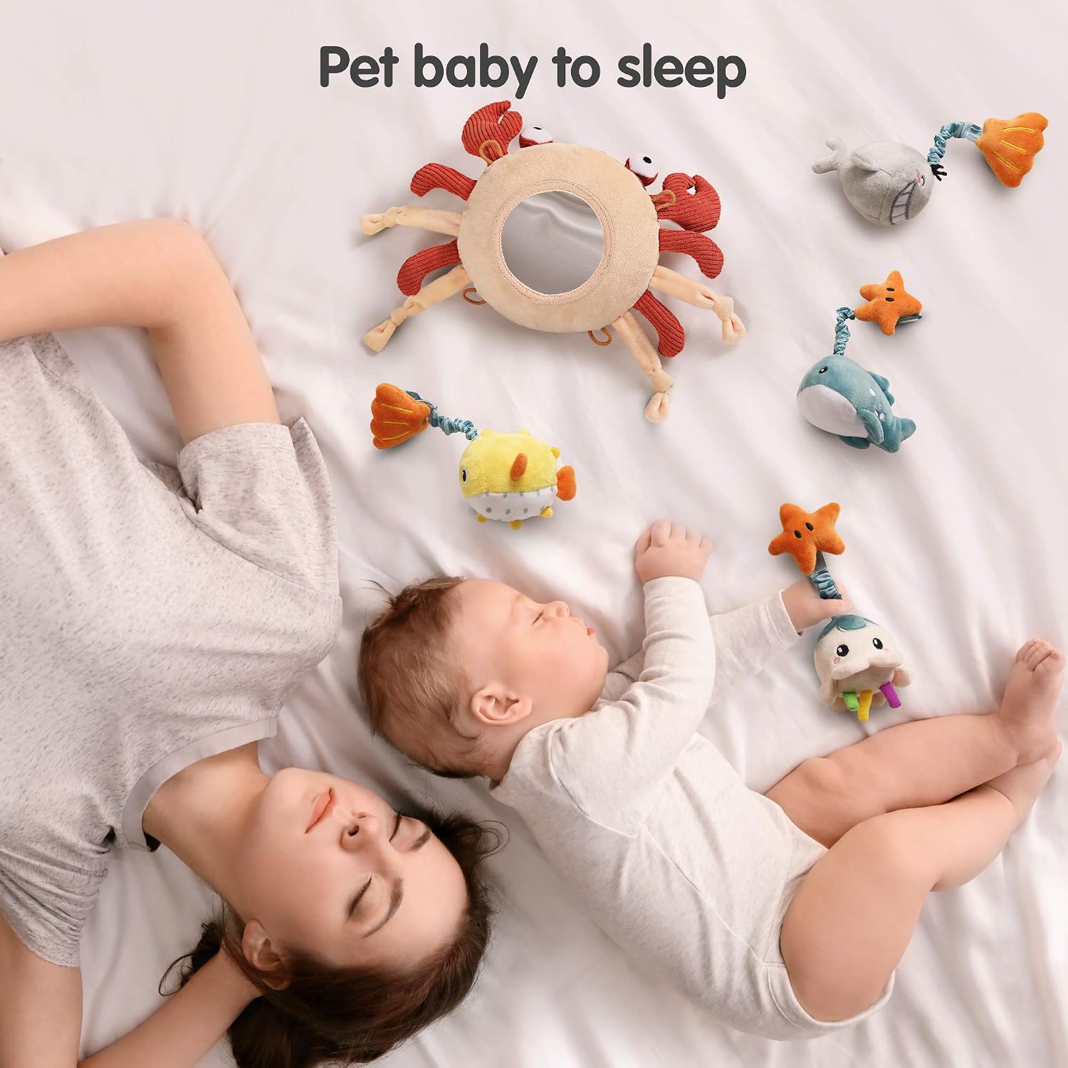 TUMAMA Baby Hanging Toys Tummy Time Mirror for Crib Mobile Activity Plush Animal Stroller Soft Sets for 0-12 Months, Newborn - Image 4
