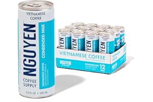 Nguyen Coffee Supply - Condensed Milk: Vietnamese Cold Brew Coffee, 100% Robusta, Low Sugar, Gluten Free, 7.5 fl oz cans [12 Pack]