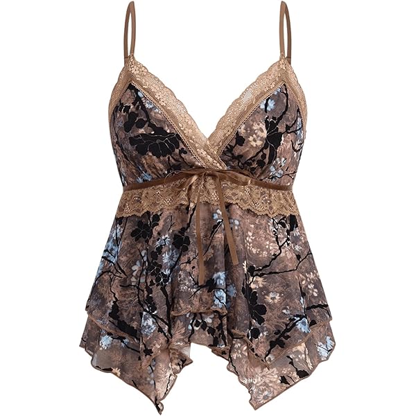 thumbnail interactive-video image 1 of Verdusa Women's Plus Size Floral Bow Tie Ruffle Cami Top V 1 of 1