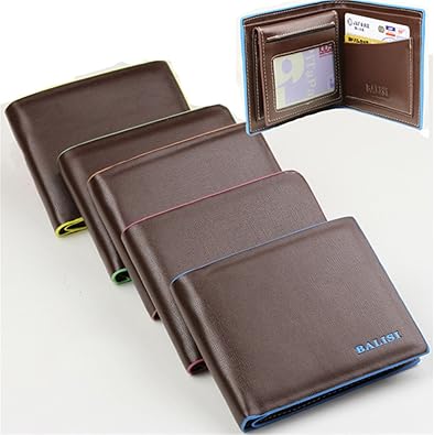 Amazon 5カラー ラインカラーがおしゃれ2つ折り財布 小銭入れなし 10ポケット カード入れが7ポケット 付き メンズ レディース プレゼント カード入れ 男女兼用 大容量 ブラウン Yoyo Brand ヨーヨーブランド 財布