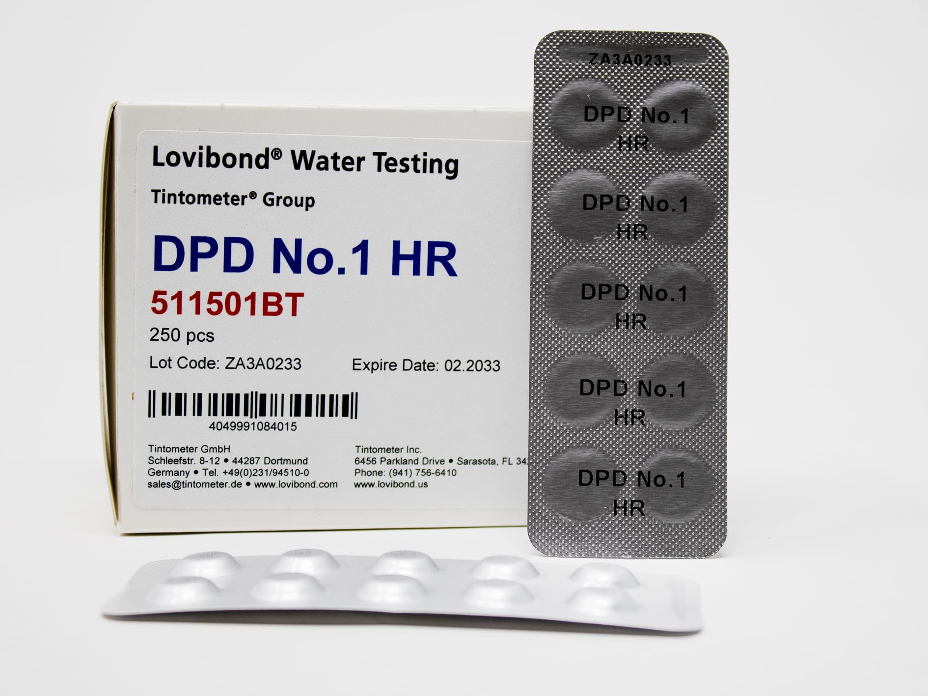 Lovibond - DPD 1 High Range Tablets | Free Chlorine Testing with Photometers | Water Testing Equipment | Compatible with Palintest & Electronic Chlorine Tester, 250 Tablets