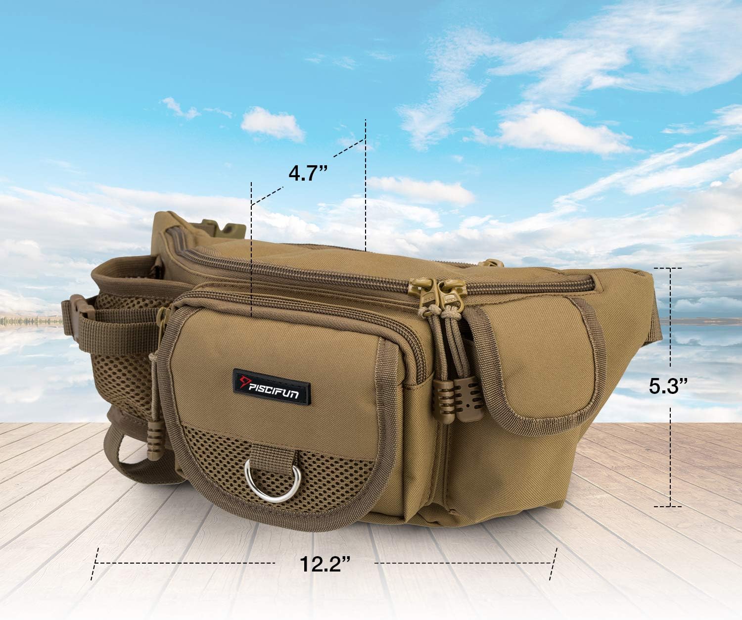 Piscifun Fishing Bag Portable Outdoor Fishing Tackle Bags Multiple Waist Bag Multi Functional Fanny Pack Khaki : Sports & Outdoors
