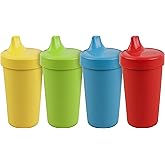 Re-Play Spill-Proof Sippy Cups for Toddlers - Kids Reusable 10 Oz Set of 4, Dishwasher & Microwave Safe, Made in USA, Preschool