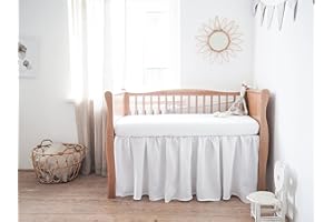 COTTINGON Crib Bed Skirt for Nursery Crib Toddler Bedding Crib Ruffle Bed Skirt for Baby Boys or Baby Girls -Brushed Microfiber for Nursery Crib Bed Skirt Standard Crib and Toddler Bed, 14" Drop (White)