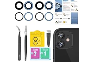 SENPINKBOO 2 Pack Back Rear Camera Lens Glass Replacement for iPhone 11 with Pre-Installed Adhesive, Include Repair Tool Set+ Installation Manual+ Camera Lens Protector