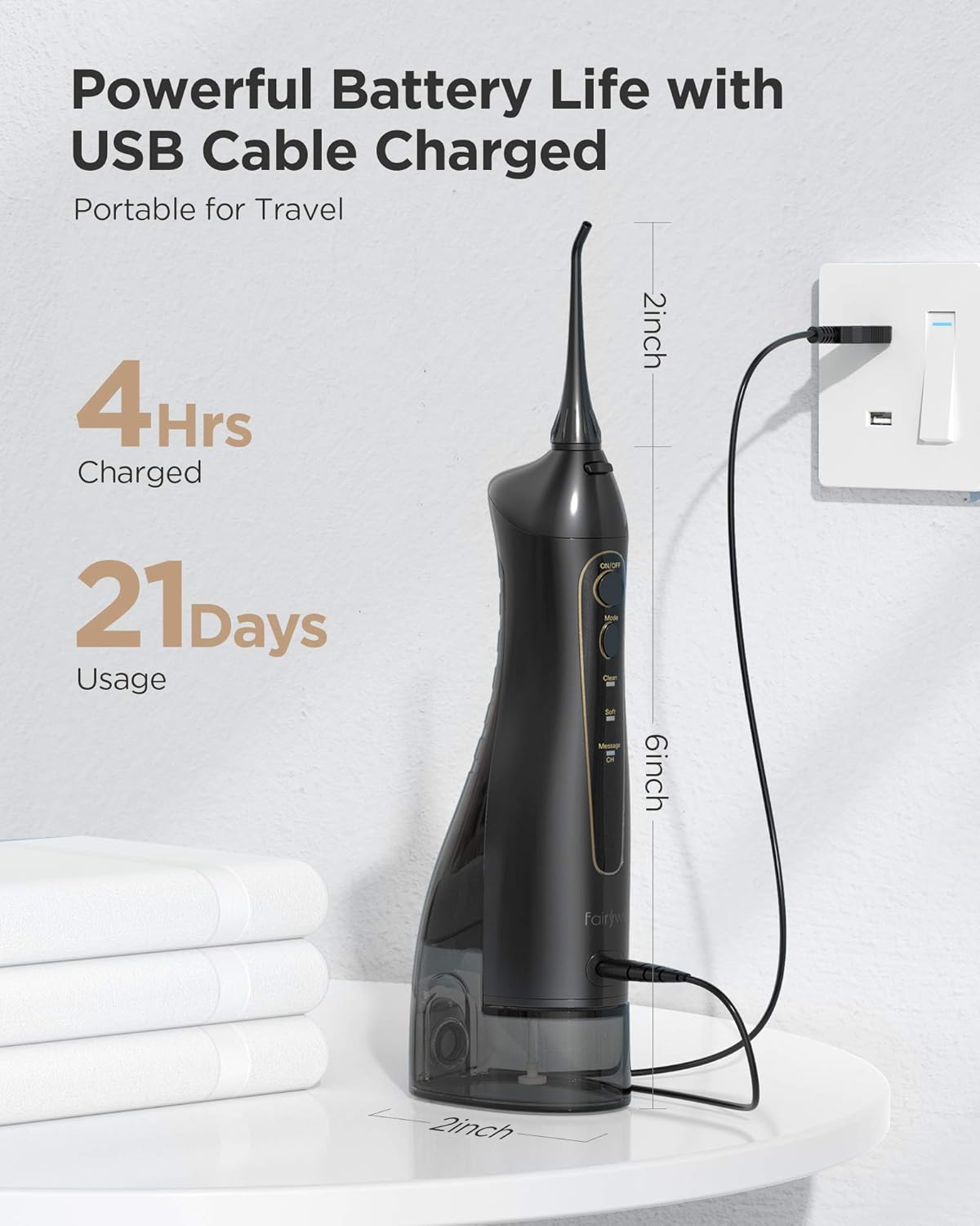 Water Flosser and Toothbrush Combo, Fairywill Teeth Cleaner Set, 4 Hours Charge for 30 Days Use, 5 Optional Modes and 4 Brush Heads Whitening Toothbrushes, 3 Modes and 4 Jet Tips Oral Irrigator: Health & Personal Care