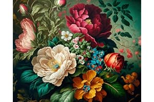 TUMOVO DIY Paint by Numbers Kit for Adults - Beautiful Flower Bunch Paint by Number Kit on Canvas for Beginners Home Wall Decor Pre-Printed Art-Quality Canvas Acrylic Paints Girls' Crafts 16x20 Inch