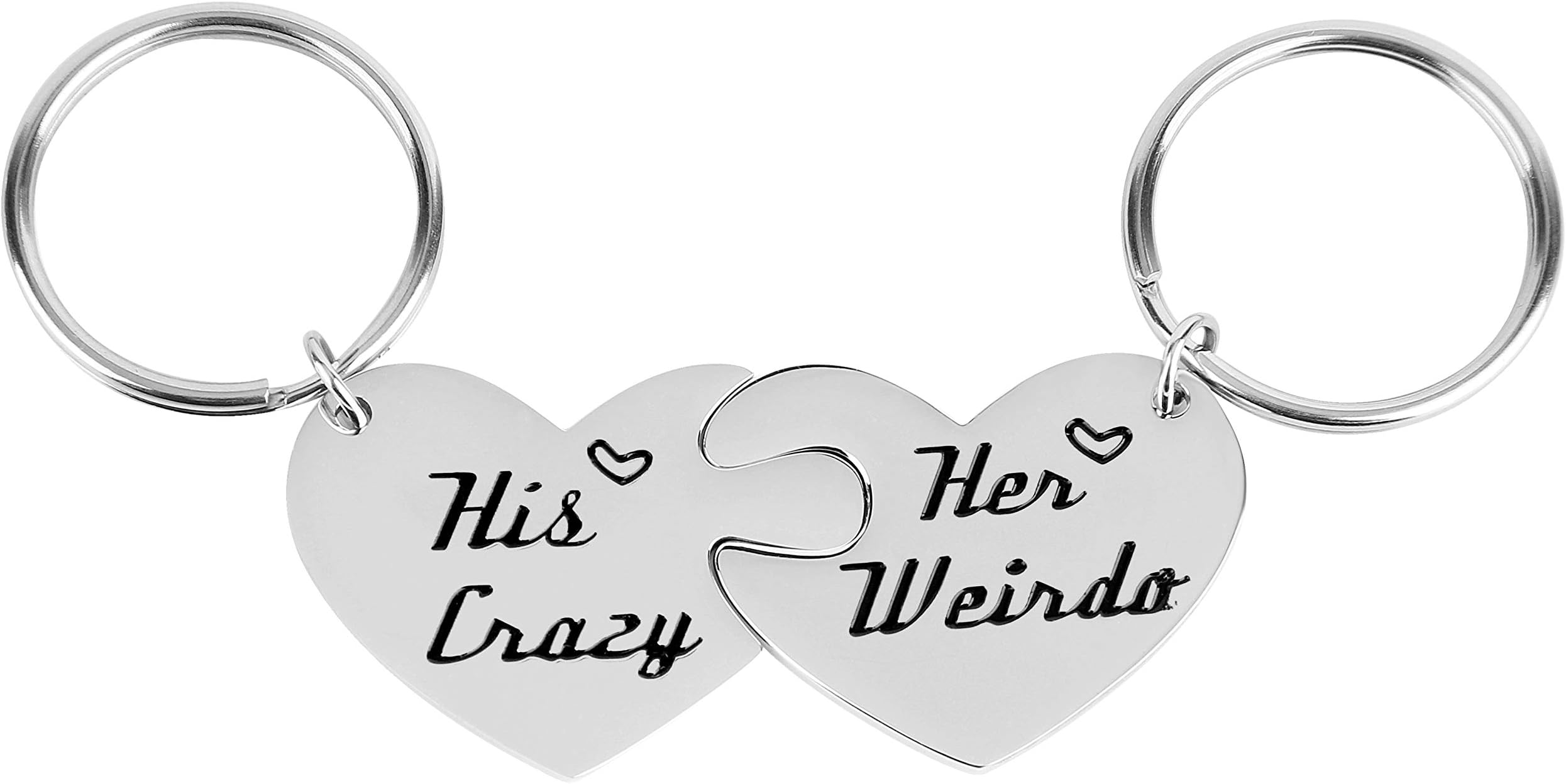 2 Pcs Couples Key Chains Rings Keychain Set Puzzles His Crazy Her Weirdo Couple Heart Valentines Birthday Christmas Anniversary Gifts for Husband Wife Boyfriend Girlfriend