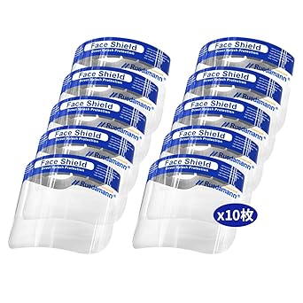 Amazon Ruedamann フェイスカバー フェイスシールド 防曇 透明 通気性 軽量 花粉症対策 弾性バンド 10枚 Fs 10 防災面 産業 研究開発用品 通販