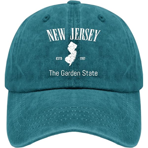 New Jersey State Embroidered Cotton Cap - Low Profile Adjustable Baseball Hat - View #10