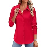 Zeagoo Button Down Shirts for Women Wrinkle Free Long Sleeve Collared Dress Blouses Casual Work Office Tunics Tops