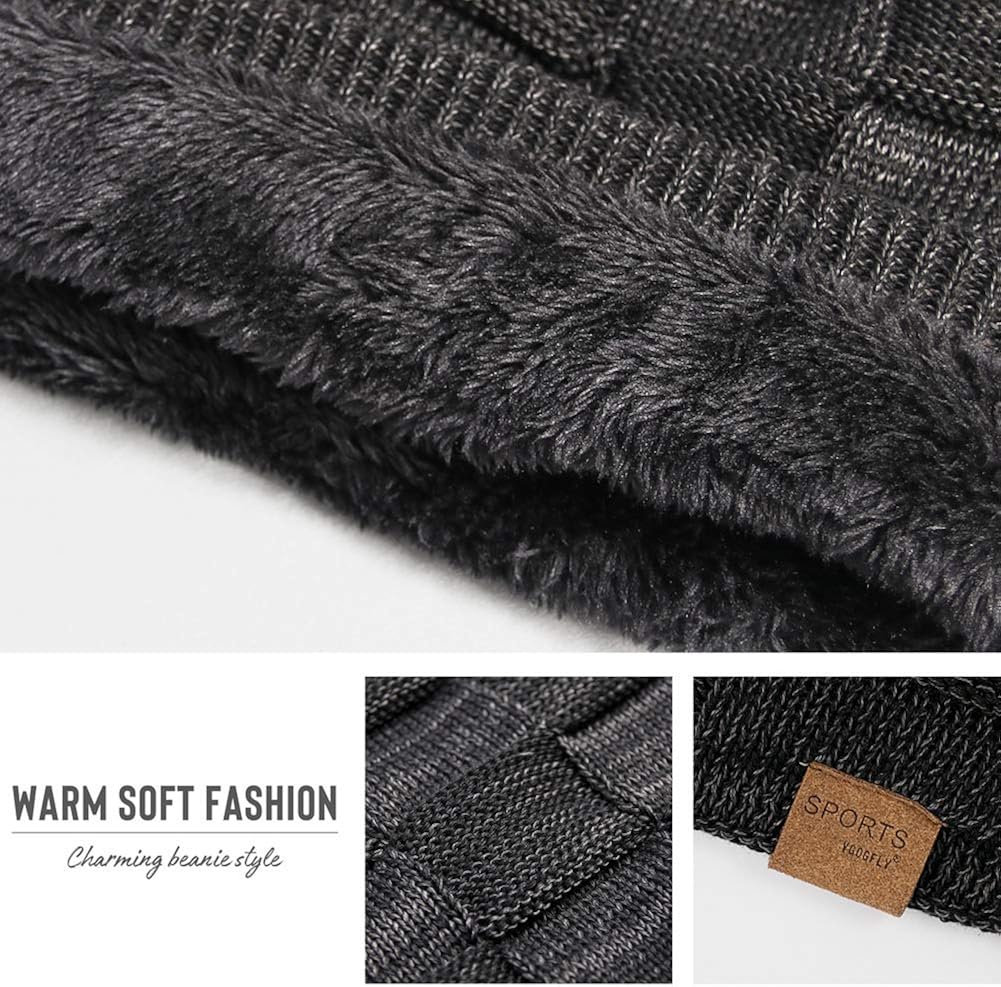 Vgogfly Slouchy Beanie for Men Winter Hats for Guys Cool Beanies Mens Lined Knit Warm Thick Skully Stocking Binie Hat at  Men’s Clothing store