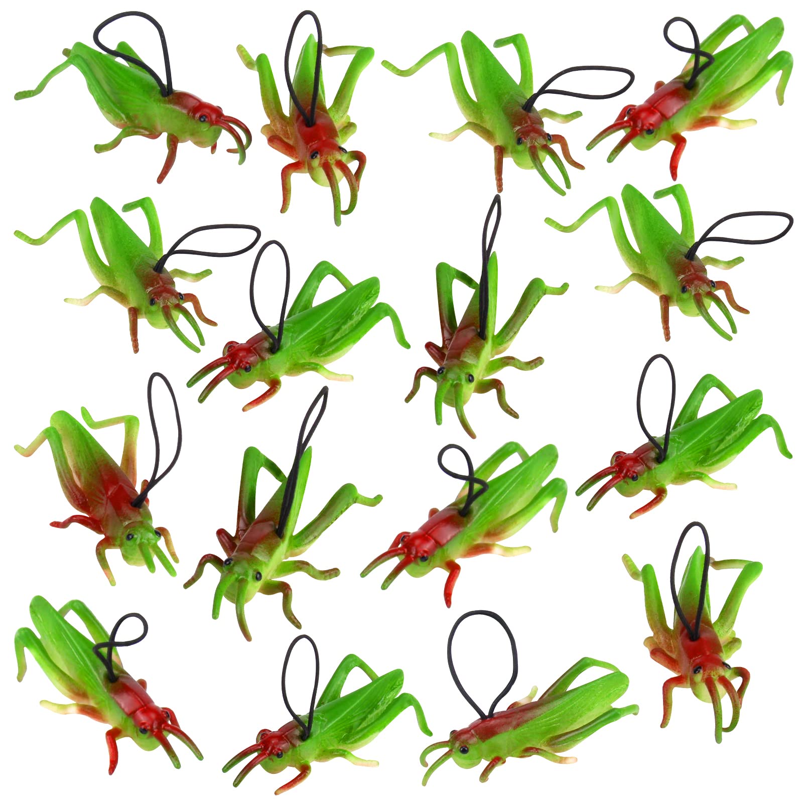 Mukum 16 Pcs Plastic Grasshoppers - Kids' Plastic Insect Figures, Fake Bugs, Green, Easter Party Favors, Tropical Character Toys for Insect Themed Party, Children, Boy, Girl