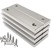 Magnetpro Neodymium Rectangular Magnets 70 LB Force 2.36" x 0.53" x 0.20" | Strong Household Rare Earth Magnet with Countersunk Hole, Steel Capsule and Screws, Pack of 8