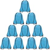 Grneric 10Pcs Drawstring Backpack Bulk Cinch Bag, Drawstring Bags Polyester for Gym Sports Beach Party Trip (Sky Blue)