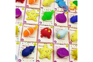 Jofan 24 PCS Valentines Cards with Sea Animals Mochi Squishy Toys Squishies for Kids School Class Classroom Valentines Day Gifts Prizes Party Favors
