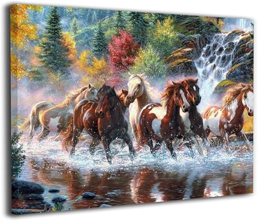 Amazon Com Canvas Wall Art Eight Horses Running Horse Decor