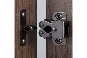 Jumcew 10 PCS Cabinet Latch Double Roller Catch Hardware for Cupboard Closet Kitchen Cabinet Door Latches and Catches, Black 