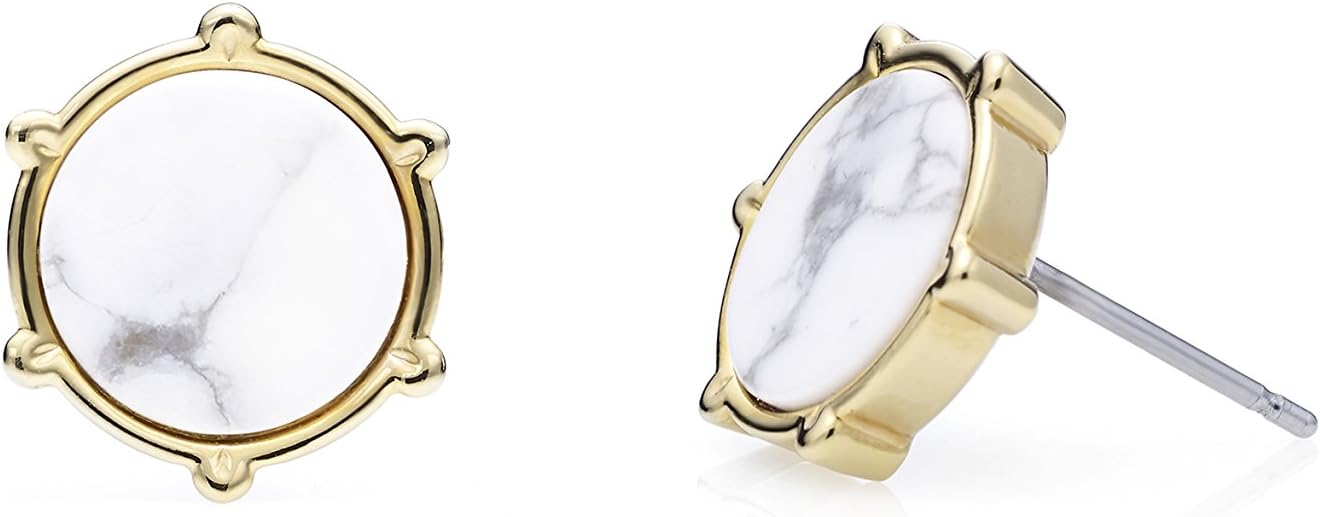 Reversible 7 Polygon Howlite Jemstone Stud Earring