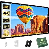 AAJK 100inch Outdoor Projector Screen Anti Crease Portable Movie Screen | Projector Screen Outdoor, Washable, 16:9, Foldable, Home Theater Outdoor Indoor, Support Double Sided Projection Screen